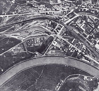 Trento, foto aerea della stazione ferroviaria