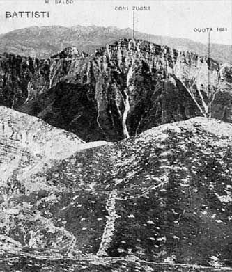 Monte Corno particolare da cartolina commemorativa della battaglia del 10.07.1916